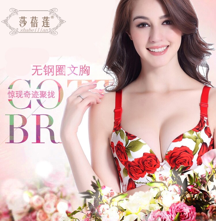 莎蓓莲3123无痕无钢圈高档拉丝印花聚拢B杯女士内衣文胸单件