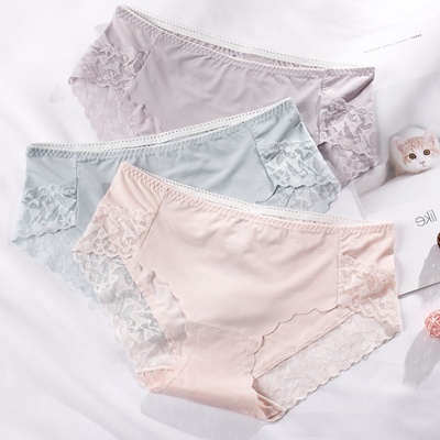 冰丝无痕抗菌纯棉裆中腰三角裤