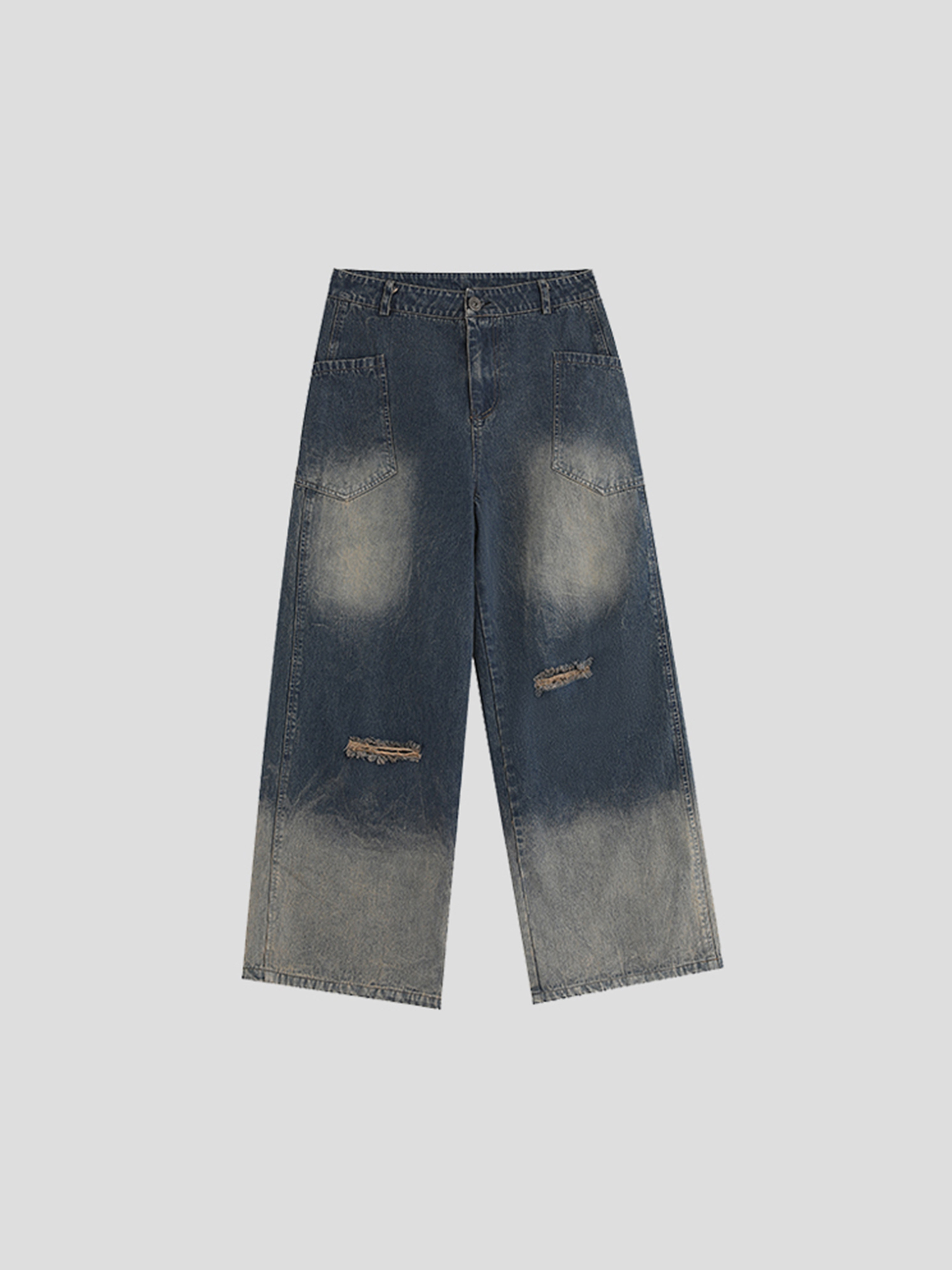 INSSTUDIOS AMERICAN CUT WASH GRADIENT JEANS LOOSE STREET STRAIGHT PANTS