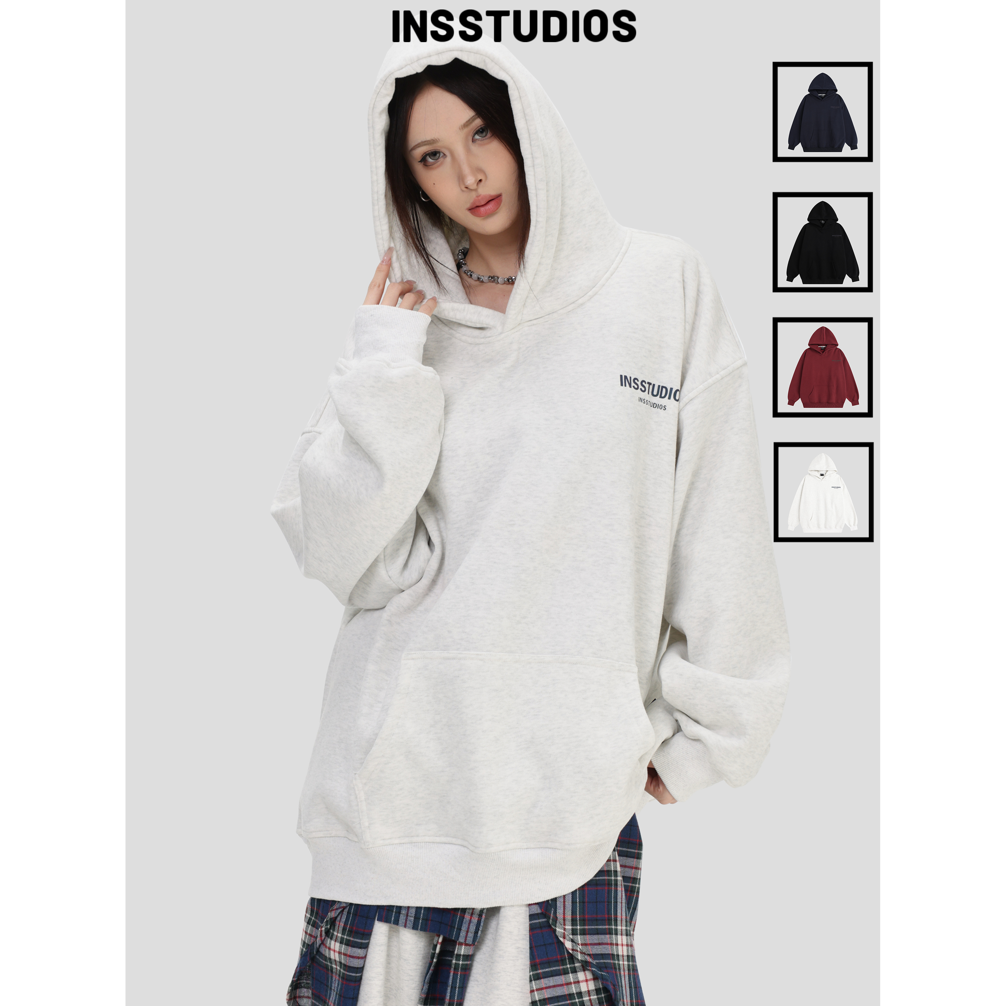 INSstudios「前后LOGO连帽卫衣」