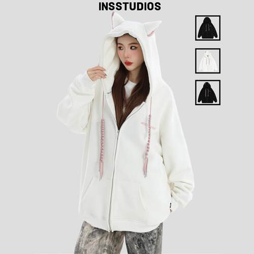 INSstudios猫咪耳朵连帽卫衣