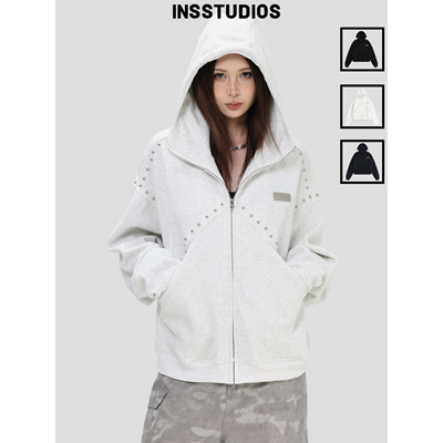 INSstudios「拼接铆钉拉链卫衣」