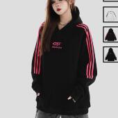 拼接拼条刺绣LOGO卫衣宽松加绒连帽衫 INSstudios 国潮牌情侣美式