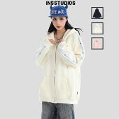 外套男 蝴蝶刺绣织带卫衣宽松加绒开衫 INSstudios 国潮牌情侣美式