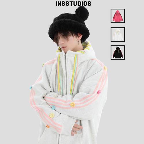 INSstudios彩绳编织花卉卫衣