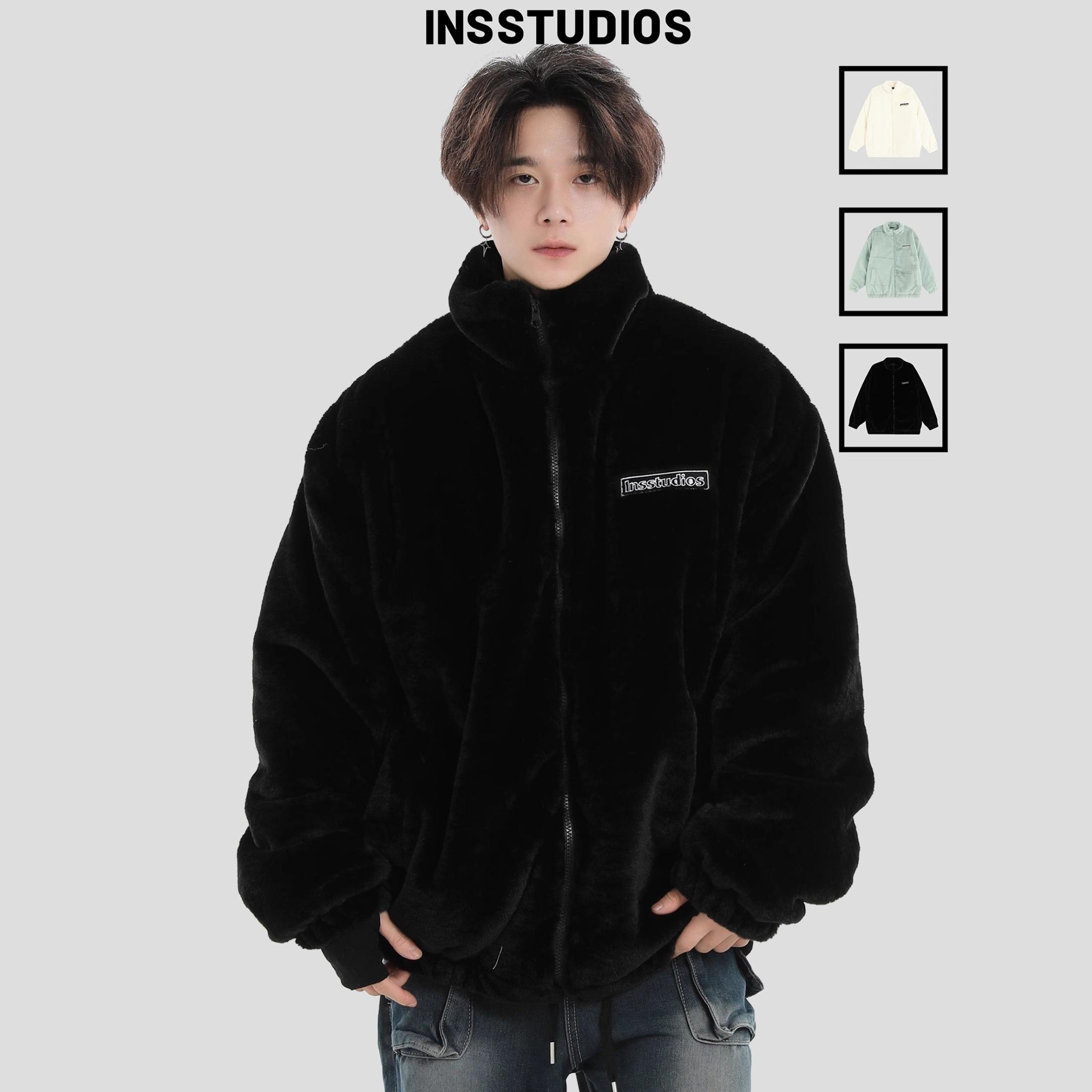 INSstudios复古仿兔绒棉服棉袄