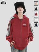 卫衣重磅加绒拉链外套 小LOGO拼接开衫 INSstudios 国潮牌情侣美式