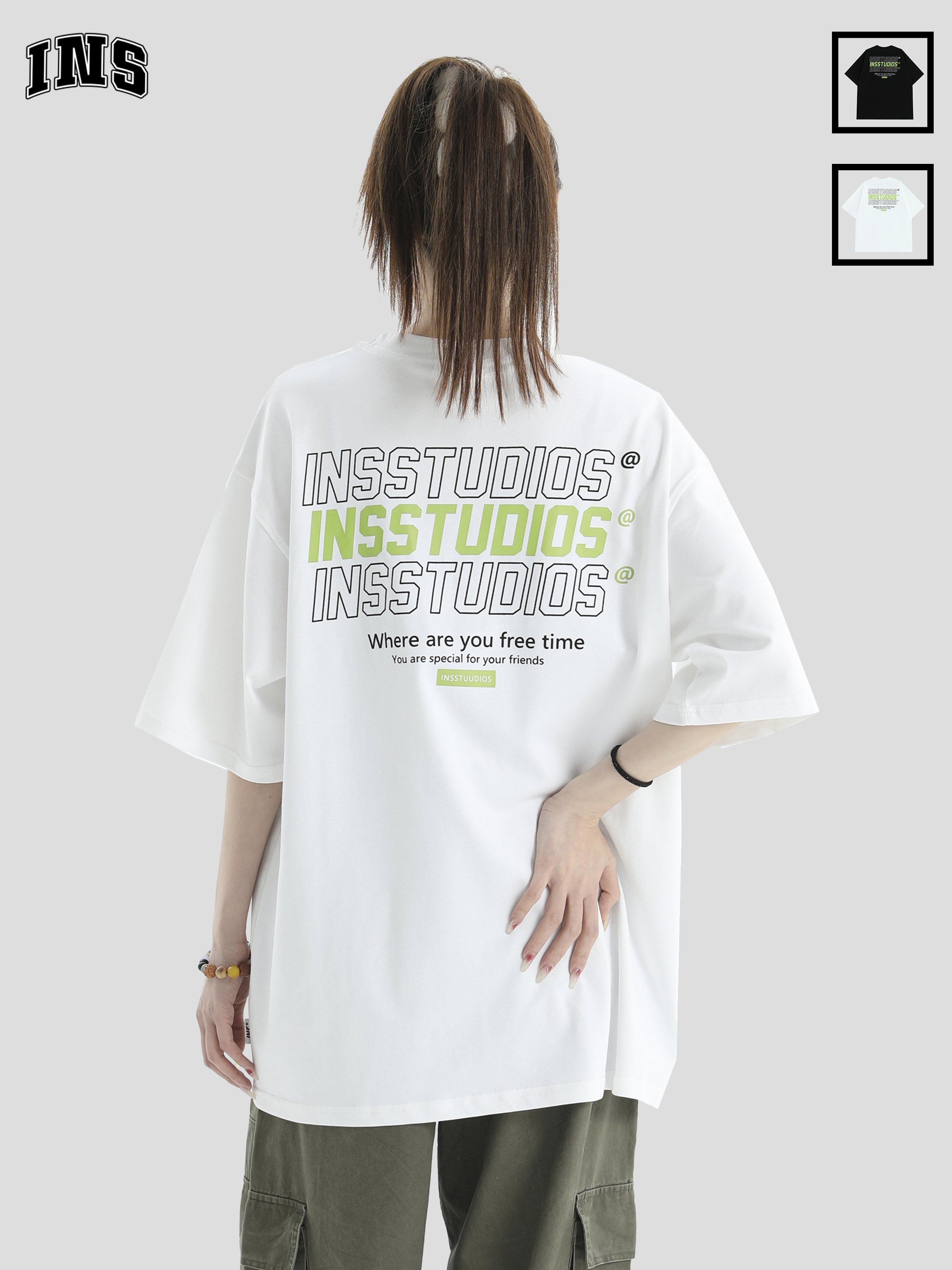 INSstudios前后LOGO印花短袖