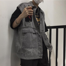 男女款 INSstudios.19ss韩国复古做旧色工装 夹克牛仔马甲背心外套