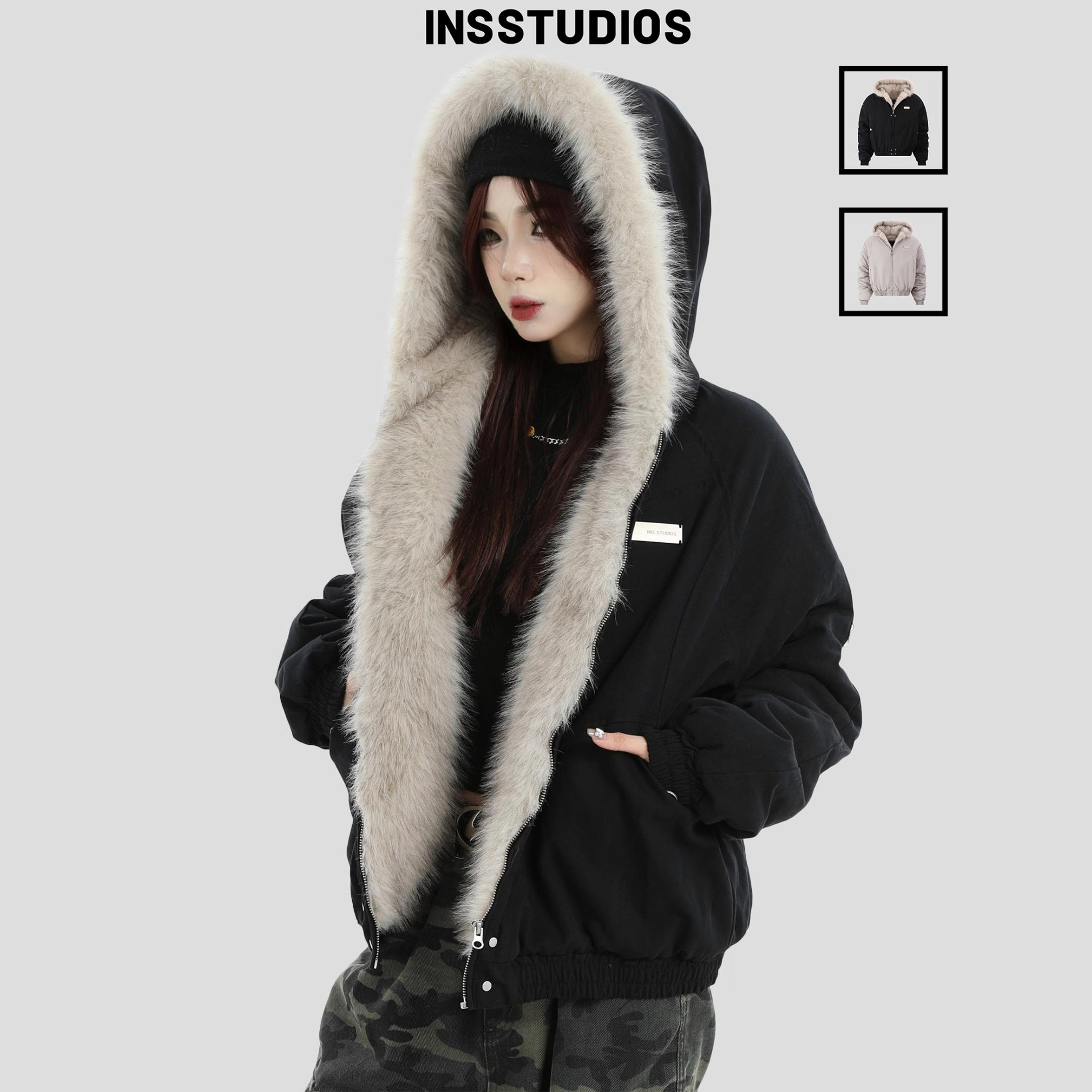 INSstudios复古座山雕毛领外套