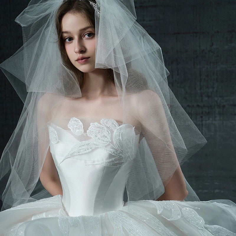 【云朵】2025新款韩版抹胸婚纱新娘结婚礼服仙气蓬蓬裙大拖尾主纱
