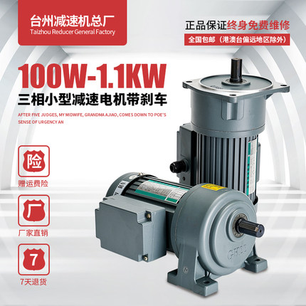 三相卧式齿轮减速电机立式减速电机380V小型电机带刹车750W1100W