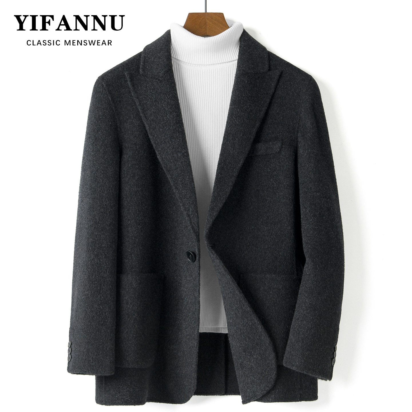 双面羊毛西服男毛呢大衣外套帅