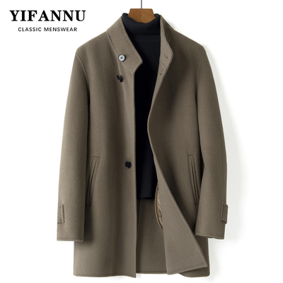 男士全羊毛双面呢立领毛呢大衣帅
