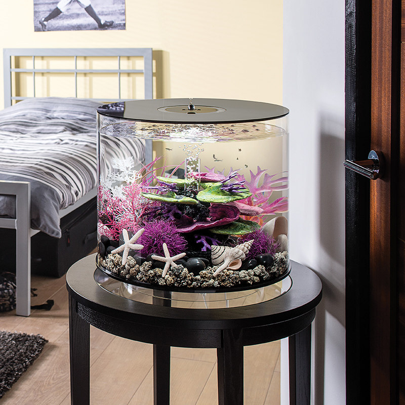 圆柱形亚克力生态桌面造景水族箱