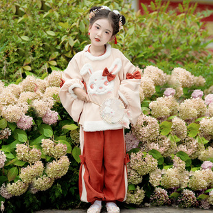 洛竹原创高级国风改良明制日常款超可爱儿童加绒汉服女童2023秋冬