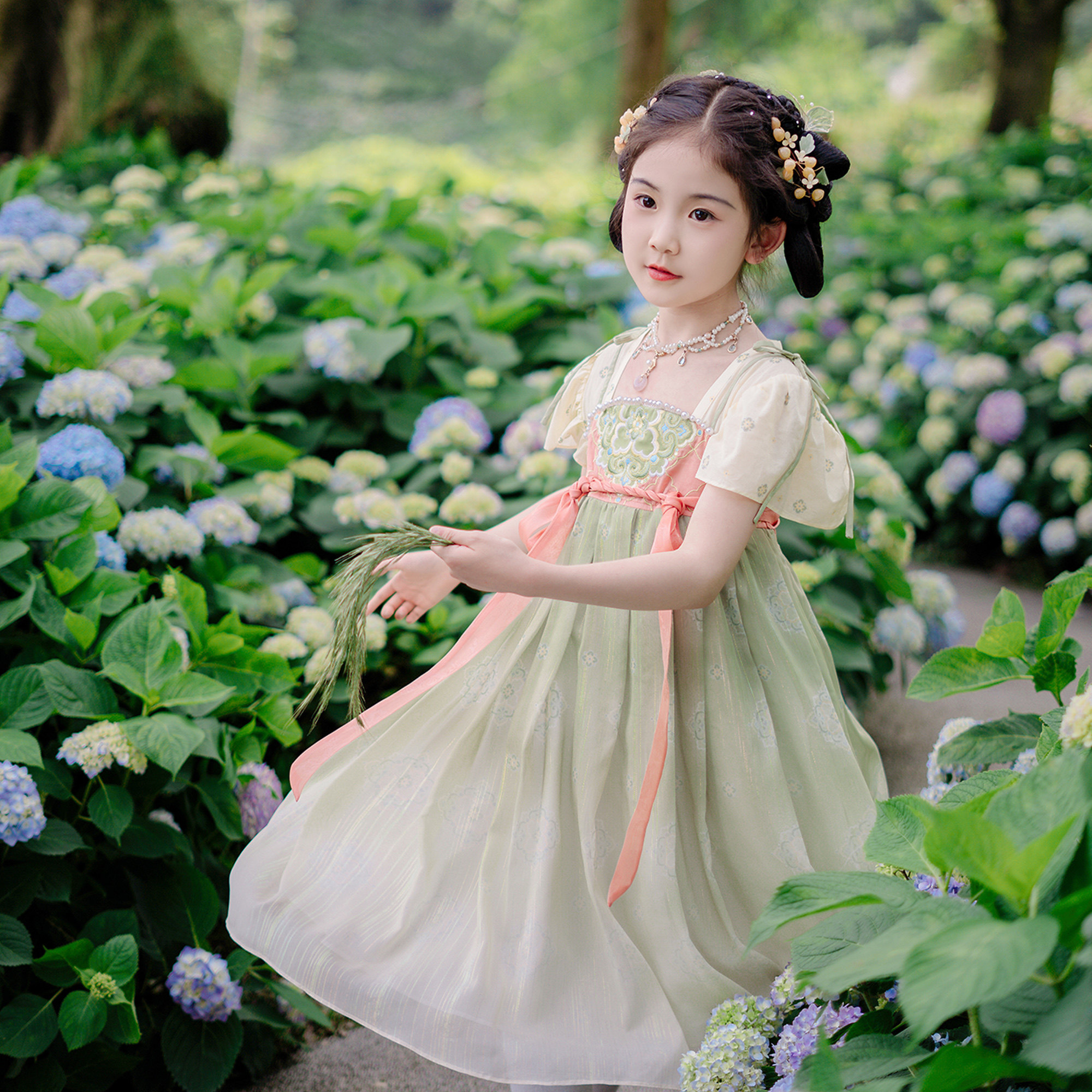 洛竹原创女童2025新款改良汉服夏季唐制齐胸襦裙日常薄款连衣裙仙,童装/婴儿装/亲子装,唐装,淘宝优惠券,粉丝福利购,淘宝优惠卷