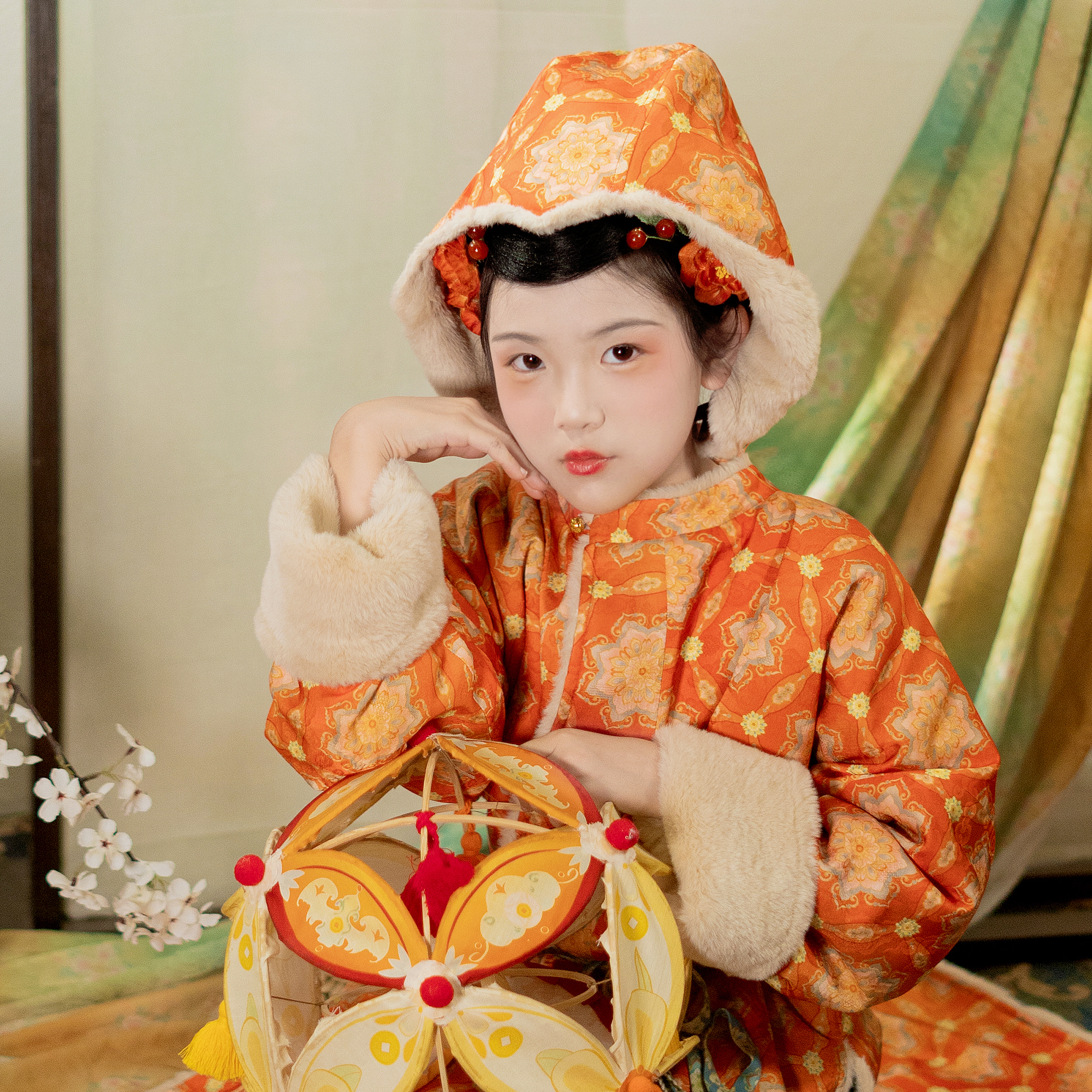 加绒加厚大毛胡帽冬款保暖唐风帽