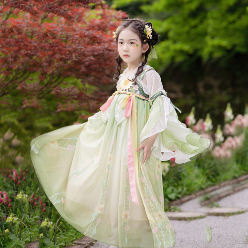 洛竹夏季薄款女童汉服襦裙超仙