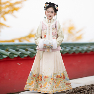 洛竹原创2025新品国风明制汉服女童古风冬装加绒加棉保暖日常汉服