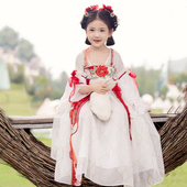 红颜洛竹原创高端儿童汉服牡丹花刺绣女童齐胸襦裙仙女汉服超仙儿