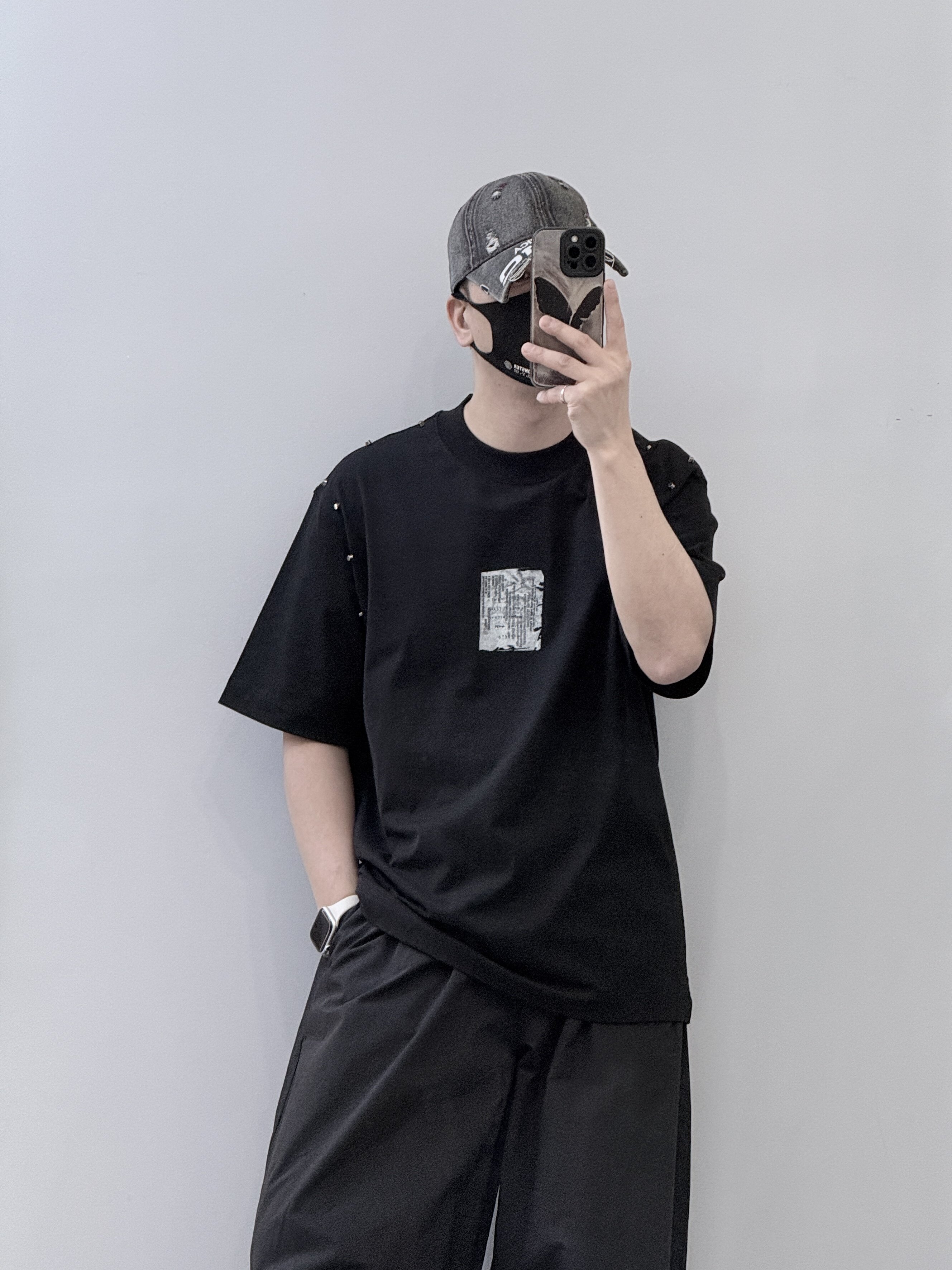 潮牌美式高街水洗印花短袖男夏季宽松休闲百搭圆领廓形T恤上衣