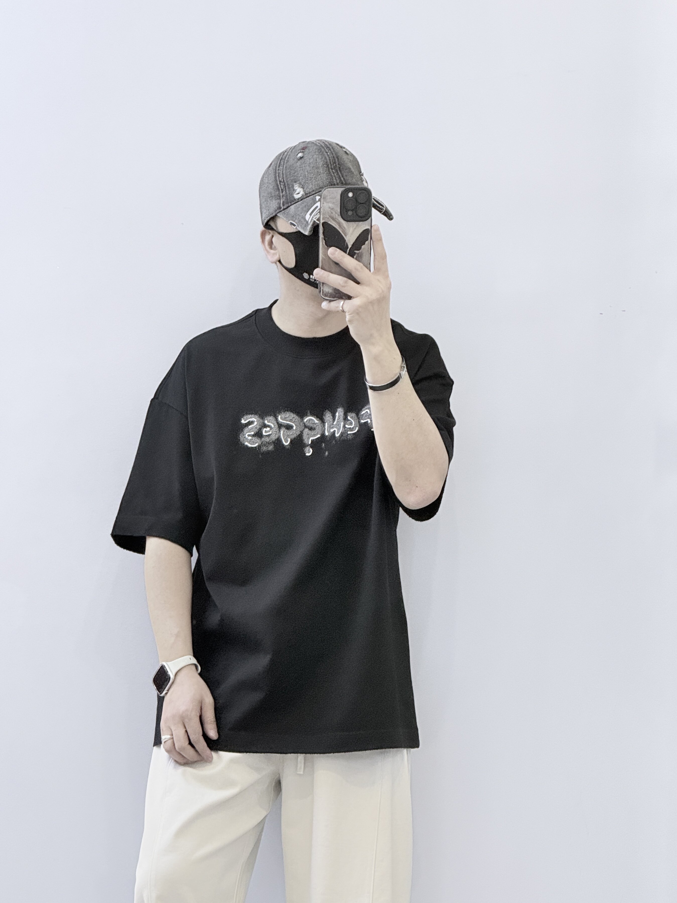 潮牌美式高街短袖T恤男夏季宽松休闲百搭字母印花圆领半袖上衣