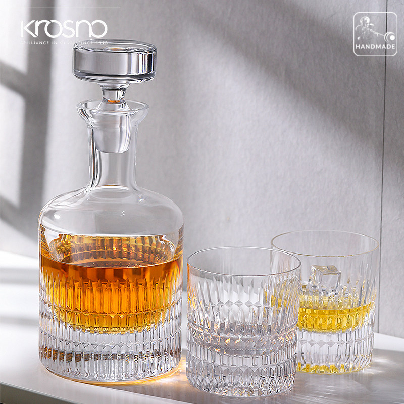 波兰原装进口Krosno手工水晶杯子玻璃刻花威士忌酒杯轻奢酒具酒樽