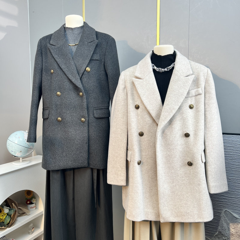 秋冬加棉羊毛大衣小个子女生加厚外套呢大衣韩版显瘦西服领女装