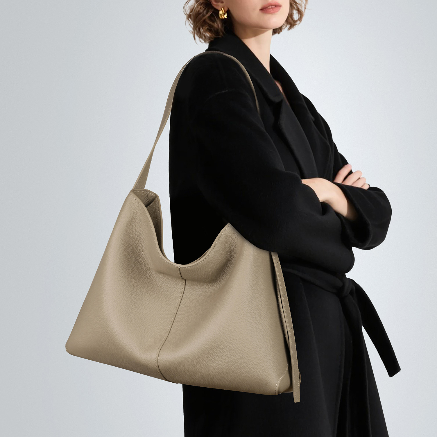 极简风头层牛皮托特包大容量通勤