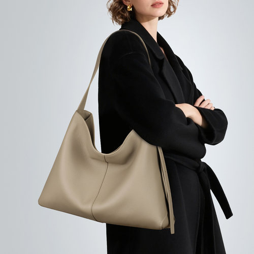 极简风头层牛皮托特包大容量通勤