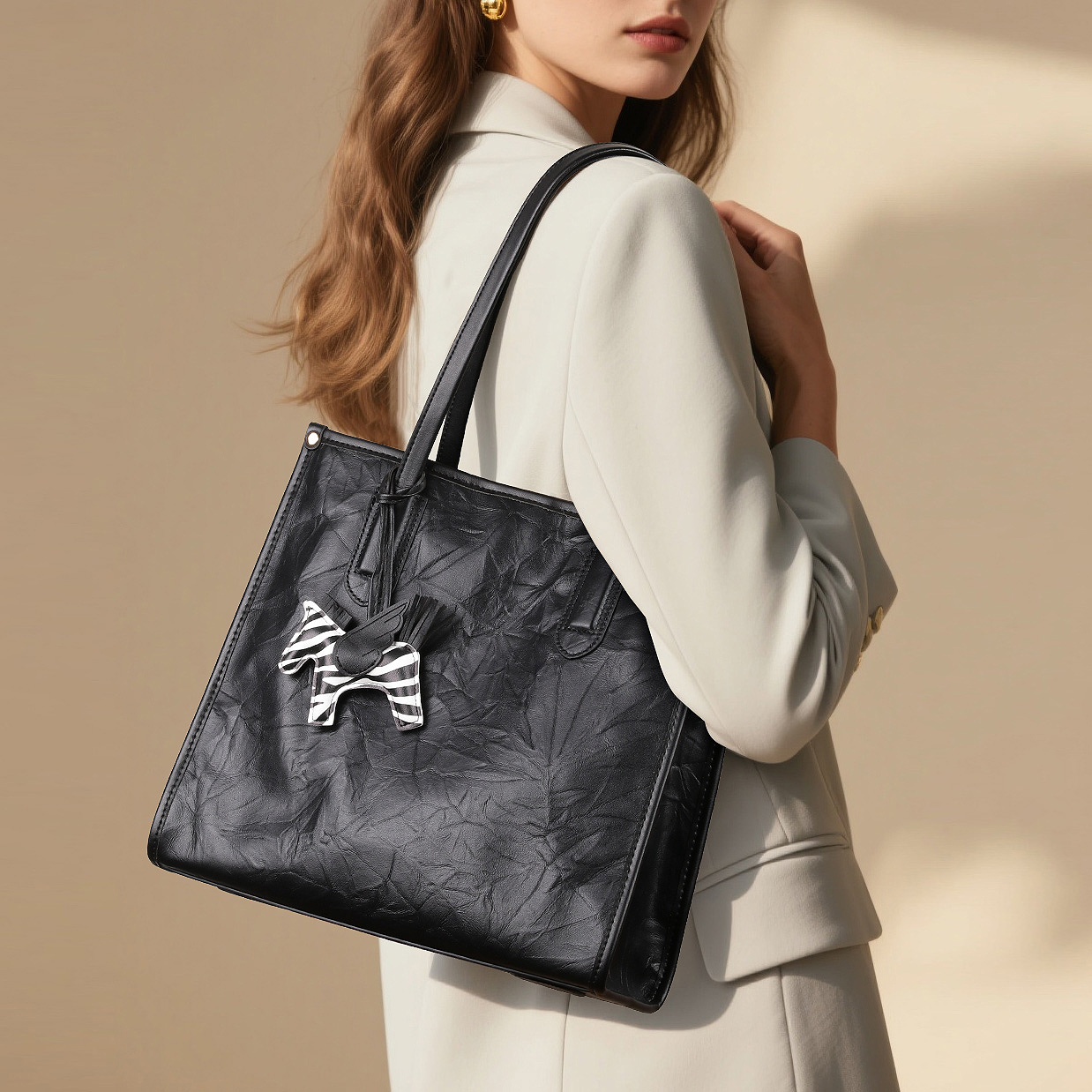 手抓纹复古轻奢大容量托特包