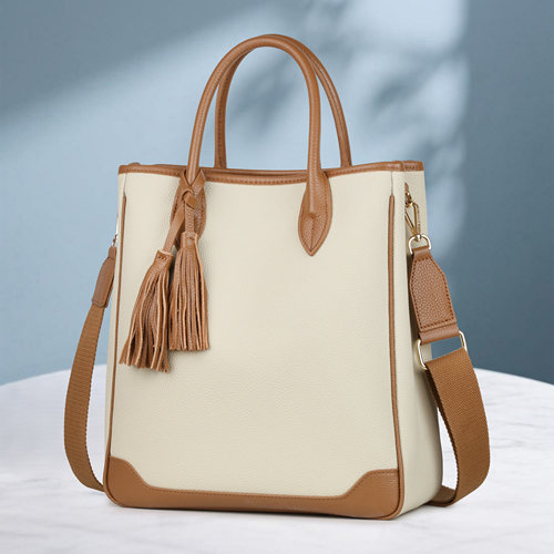 撞色真皮托特大包通勤大容量