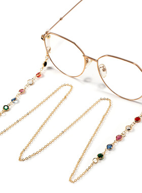 亚马逊爆款贝壳水晶眼镜挂链不锈钢口罩链挂绳两用饰件