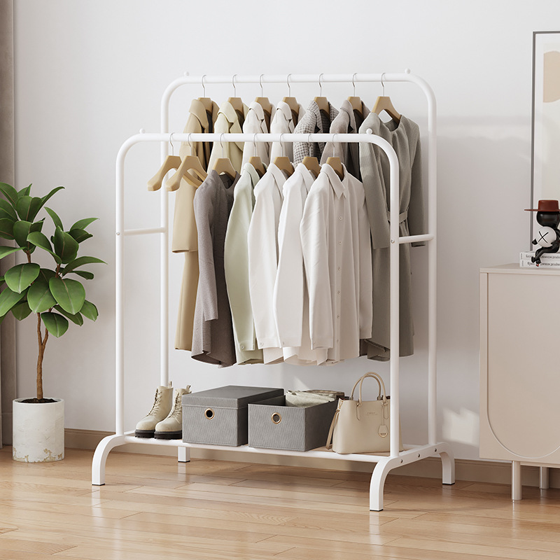 2025新款落地衣架挂衣架高低双杆式晾衣架置物鞋架家用卧室晒衣架