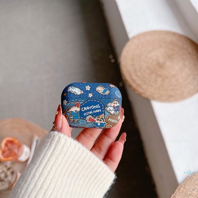 crayon shinchan学院小新耳机保护套使用AirPodspro1/2代AirPods1/2/3/4硅胶保护壳可爱蜡笔小薪牛仔磨砂手感
