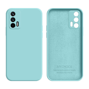 适用于Realme Q3Pro手机壳液态硅胶Q3新款淡青色真我q3pro狂欢版保护套Q3i全包防摔Q3t男女超薄Q3s磨砂软壳