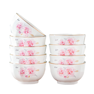 碗家用2026新款金边欧式清新饭碗面陶瓷碗盘碗碟套装餐具5寸小碗