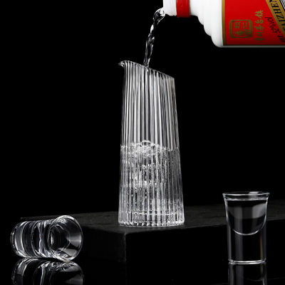 贝尔水晶玻璃醒酒器洋酒白酒分酒器家用小号酒壶创意条纹小扎壶