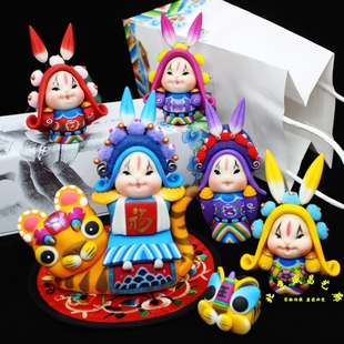 好运兔爷老北京兔儿爷家泥塑十二生肖摆件吉兔坊兔爷儿出国小礼品