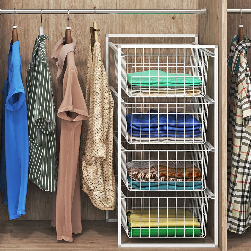 衣柜收纳拉篮分层置物架抽屉式收纳箱铁艺网篮衣柜隔板衣物收纳筐,收纳整理,其他收纳篮,淘宝优惠券,粉丝福利购,淘宝优惠卷