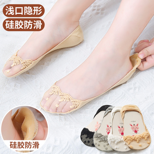 儿童船袜女童夏季薄款防滑不掉跟宝宝公主蕾丝透气隐形袜浅口短袜