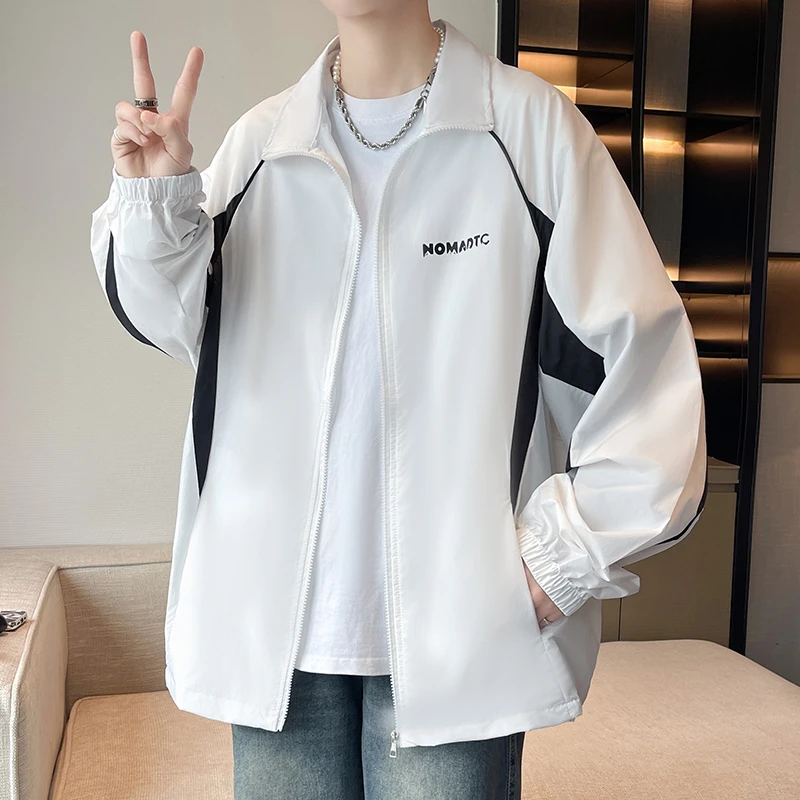 夏季薄款男士防晒服港风青少年学生百搭潮流宽松户外防晒夹克外套
