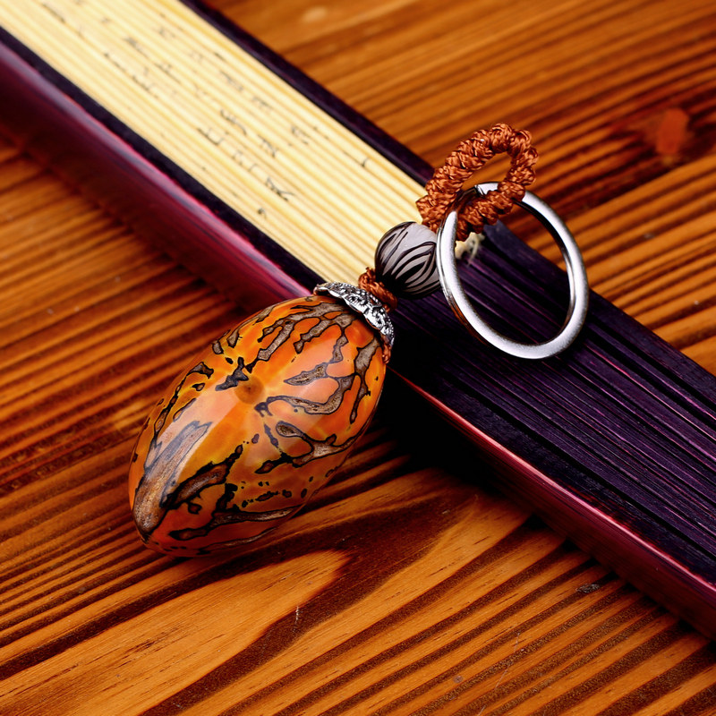 千眼菩提子黄金果钥匙扣挂件汽车钥匙链情侣饰品 红果绿果三色果