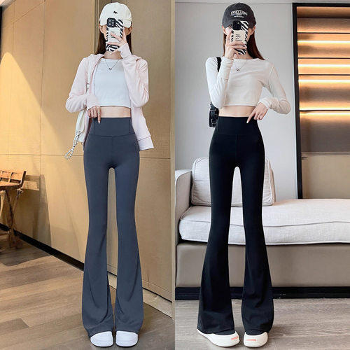 微喇鲨鱼裤女春秋外穿2025新款高腰提臀健身舞蹈喇叭lulu瑜伽裤子