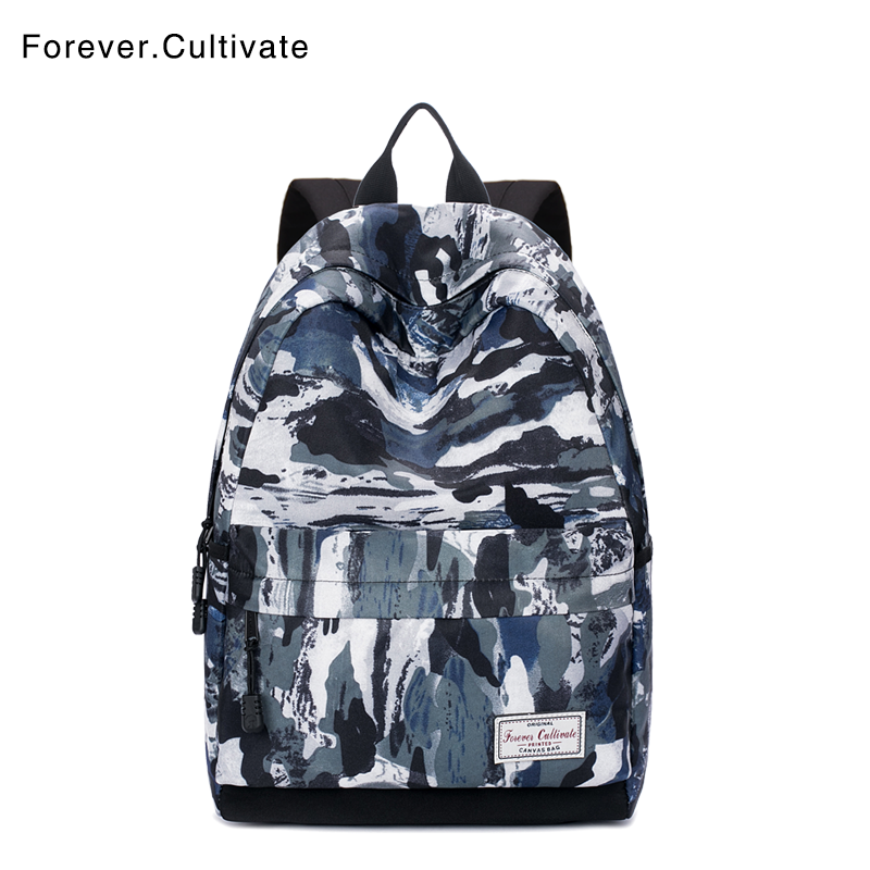 forever拼色印花校园中学生书包