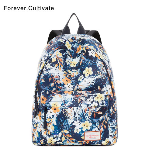 Forever cultivate新款双肩包男 时尚潮流印花背包高中学生书包男 - 封面