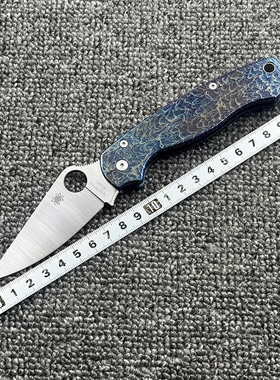 蜘蛛 C81钛合金柄闪电纹折刀户外野营狩猎战术防身口袋EDC工具刀