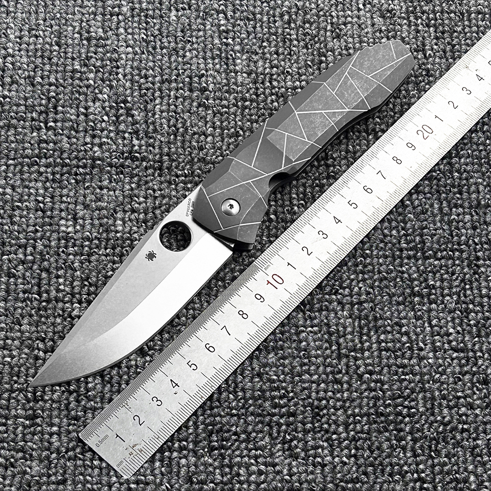 蜘蛛 C199TIP钛合金柄折刀户外野营狩猎战术防身高硬度EDC工具刀