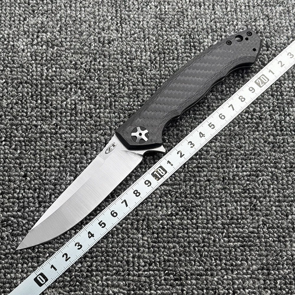 零误差 ZT0452碳纤维+钛合金柄折刀户外野营狩猎战术防身工具刀